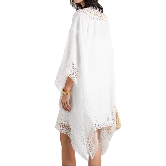 Self-Portrait Resort Collection White Sheer Lace Kaftan Cape Dress US 6 - Picture 3 of 15